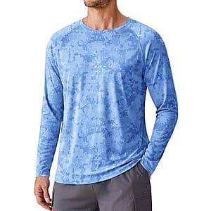 PINSPARK Men's UPF 50+ Long Sleeve Rash Guard Shirts (Various) $7