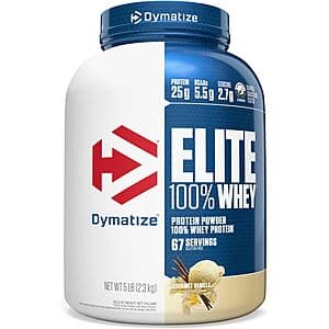 5-Lbs Dymatize Elite 100% Whey Protein Powder: Chocolate $44.45, Vanilla $42.95 w/ Subscribe & Save + Free Shipping
