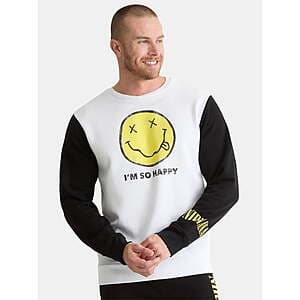 Nirvana Men's Smiley Graphic Crewneck Sweatshirt $6.80