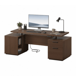 Sikaic 55" Electric Standing Desk w/ Power Outlets, Drawers & Storage (Walnut) $280 + Free S&H