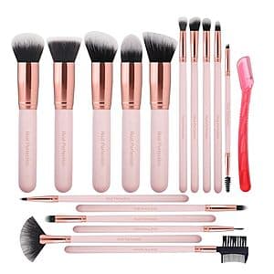 16-pc Real Perfection Makeup Brush Set w/ Eyebrow Razor (Pink) $6.80