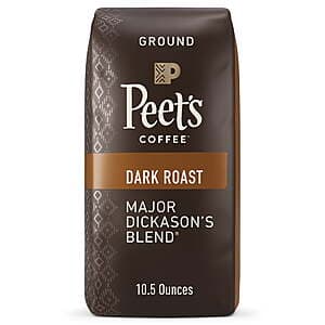 10.5-Oz Peet's Coffee Dark Roast Ground Coffee (Major Dickason's Blend) $3.55