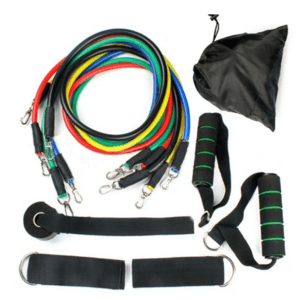Resistance Band Workout Set w/ 5x Bands, 2x Handles, 2x Straps, Anchor & Bag $6 + Free S&H