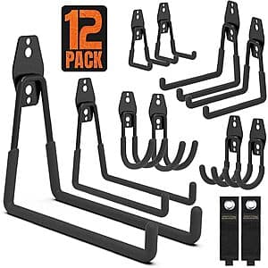 Prime Members: 12-Pack Smartology Garage Hooks w/ 2 Extension Cord Storage Straps $18.35 + Free Shipping