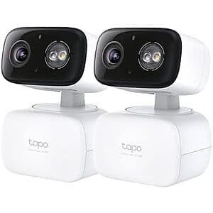 2-pk Tapo HybridCam 360 2K 30 fps Pan/Tilt Wired Wi-Fi Security Cameras (white) $50 + Free S&H