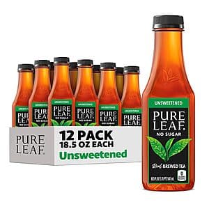 12-Pack 18.5-Oz Pure Leaf Real Brewed Iced Tea Bottles (Unsweetened) $11.10 w/ Subscribe & Save