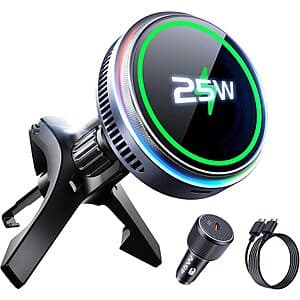 avedio links Qi2.2 25W Magnetic Wireless Car Charger w/ Cooler & Air Vent Mount $19 + Free S&H