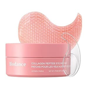 BIODANCE Collagen Peptide Eye Patches in white packaging, 60-count box.