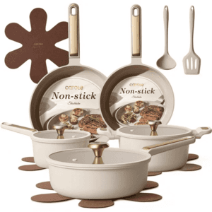 14-Pc Carote Ceramic Nonstick Cookware Set (Taupe) $50 + Free S&H