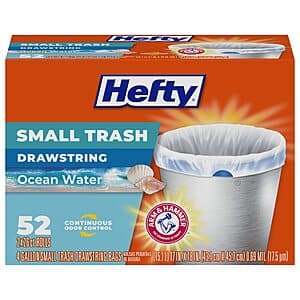 52-ct 4-gallon Hefty Small Trash Bags (Ocean Water Scent) $5.15 w/ Subscribe & Save