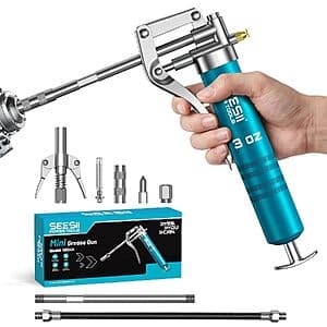 Seesii 3-Oz 4000 PSI Mini Grease Gun Kit w/ Air Bleed Valve & 4 Nozzles $16.50