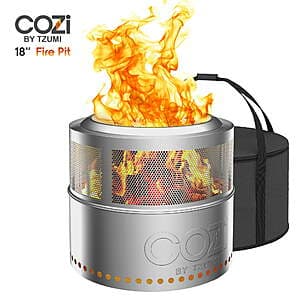 18" Cozi by Tzumi Stainless Steel Portable Smokeless Fire Pit $60 + Free S/H