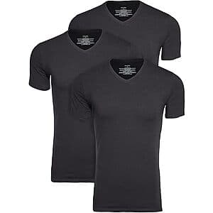 3-Pack Calvin Klein Cotton Stretch V Neck Tee (Black, Large) $13.45