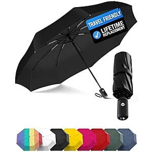 Rain-Mate Windproof Compact Folding Lightweight Travel Umbrella (Black) $9.45