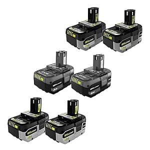 6-pk RYOBI ONE+ 18V Batteries: 2x 4.0Ah HP + 2x 6.0Ah HP + 2x ONE+ 4.0Ah $199 + Free Shipping