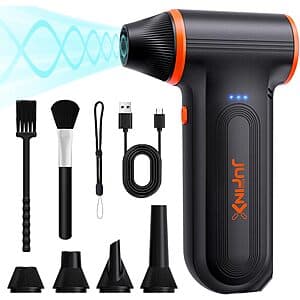 JUFINX X117 Rechargeable Electric Mini Compressed Air Duster w/ 4 Nozzles & 2 Brushes $20 + Free S&H