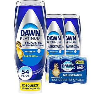 3-Pack 18-Oz Dawn EZ-Squeeze Platinum Dishwashing Soap + 2 Non-Scratch Sponges $11.25 w/ Subscribe & Save