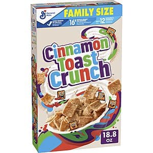 18.8-Oz Cinnamon Toast Crunch Cereal Family Size Box $1.70 w/ Subscribe & Save