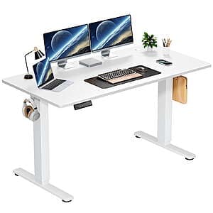 edx Electric Adjustable Standing Desks: 55" x 24" (White) $81 & More + Free S&H