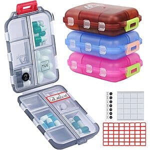 4-Pack Muchengbao Small Travel Pill Organizer $4.50