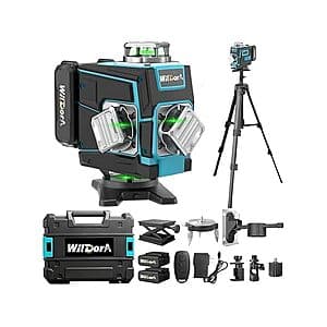 Wildora 4x360° 16-Line Self-Leveling Laser Level w/ Tripod $47 + Free S&H w/ Prime