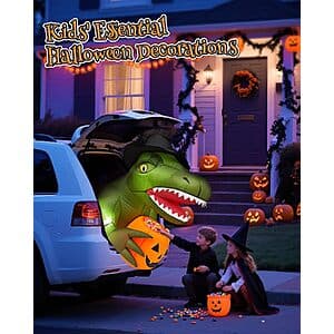 Minetom 3.44' Trunk or Treat Inflatable T-Rex Decoration w/ 4 LEDs (Green) $15.50