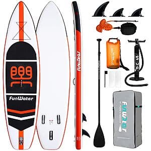 11' x 33" FunWater Inflatable Stand Up Paddle Board w/ Accessories $85 & More + Free S&H