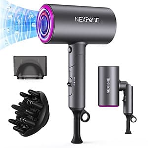 NEXPURE 1800W Ionic Hair Blow Dryer w/ 2 Attachments $15.20