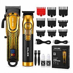 GINJEE Cordless Men's Hair Clipper & Trimmer Set (Gold) $20 + Free S&H