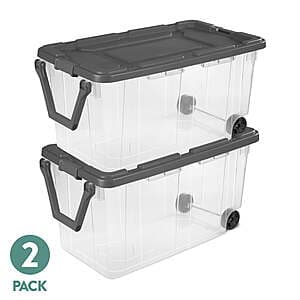 2-ct 160-qt Sterilite Stacking Wheeled Clear Bins $35.95 + Free S&H