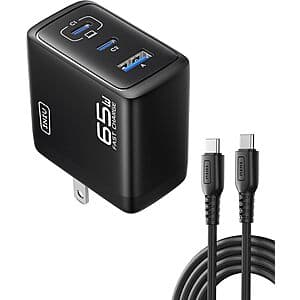 INIU Up to 30W Fast Charging 2-Port USB C Charger Block w/ 5-ft USB-C Cable $10.10
