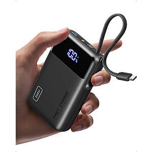 INIU 20000mAh 45W Power Bank w/ Built-In USB-C Cable (Black) $18.85 + Free S&H