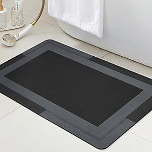 24" x 17" ACCUMTEK Ultra-Thin Quick-Dry Non-Slip Bath Mat Rug (Black) $5.95