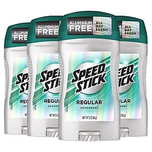 4-Count 3-Oz Speed Stick Men's Deodorant Stick (Regular Scent) 4 for $24.10 w/ S&S + Free S&H