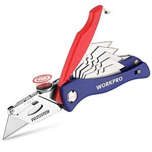 WORKPRO Folding Utility Knife w/ 5 Extra Blades $9
