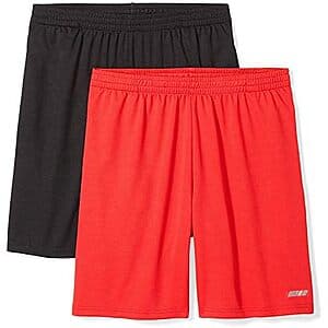 Black Amazon Essentials Men's Basketball Training Shorts 2-pack displayed flat, showing the athletic design and neutral color.