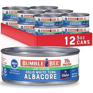 12-Pack 5-Oz Bumble Bee Low Sodium Solid White Albacore Tuna in Water $11.95 w/ Subscribe & Save