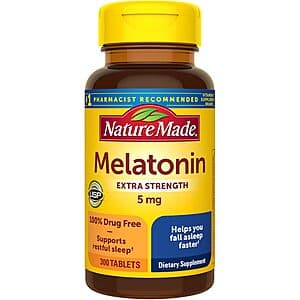 300-Count Nature Made Melatonin 5mg Extra Strength Tablets 2 for $6.95 w/ Subscribe & Save + Free S/H