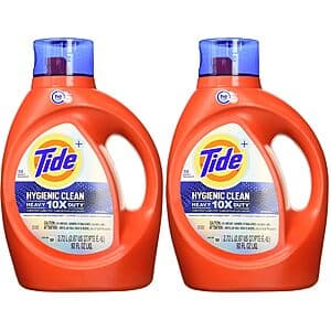 2-Pk 92-Oz Tide Hygienic Clean Heavy 10X Duty Liquid Laundry Detergent $19.60