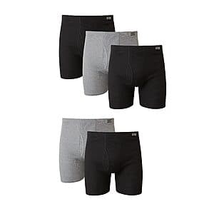 5-Pack Hanes Men's Cotton ComfortSoft Boxer Brief (Black & Grey) $10.70