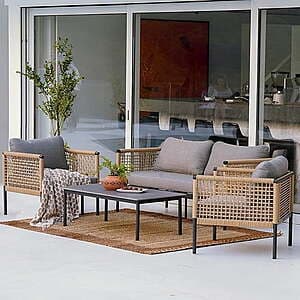 4-Pc Grand Patio Aluminum & Resin Wicker Furniture Set w/ Sofa & Coffee Table $230 + Free S&H