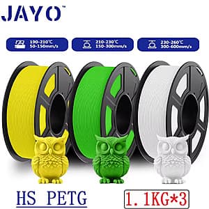 3-Pack 1kg JAYO PETG 1.75mm High Speed Matte 3D Printer Filament Rolls (Various) $25.70 or less + Free Shipping