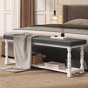 DWVO 48" Shoe Storage Bench with Cushioned Seat $50 + Free Shipping
