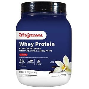 32-oz Walgreens Whey Protein Powder w/ Creatine & Amino Acids (Chocolate or Vanilla) 2 for $16.50 + Free Store Pickup