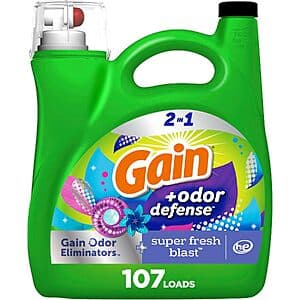 154-Oz Gain + Odor Defense Liquid Laundry Detergent (Super Fresh Blast) 4 for $42.35 w/ S&S + Free S&H