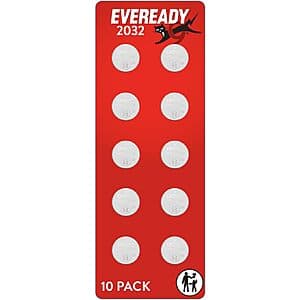 Select Accts: 10-Pk Eveready 2032 Coin Batteries $2.90 w/ S&S