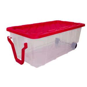 Select Home Depot Stores: HDX 40-Gal Tough Storage Tote w/ Wheels & Handle (Clear/Red) $10 (In-Store Purchase Only)
