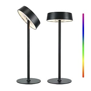 2-Pk EZVALO USB-C Rechargeable Cordless Dimmable RGB Indoor/Outdoor Lamps (Black) $15