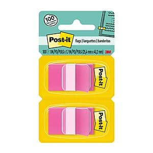 2-Pk 50-Ct Post-it Removable Page Marker Flags (Pink) $2.15