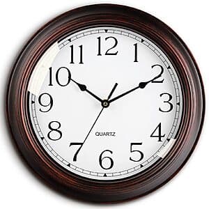 Battery Operated Silent Non-Ticking Wall Clock 8.5 inch Vintage Retro Rustic Style (Bronze) - $5 FS w/prime